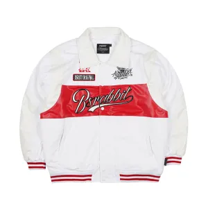 SPORTY LOGO COLLAR VARSITY JACKET WHITE