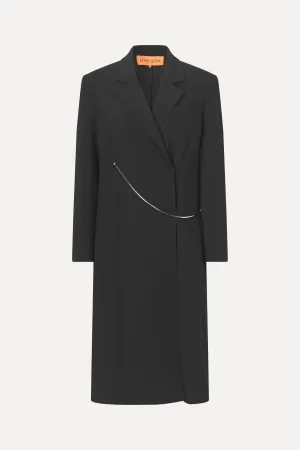 Straight Long Sleeve Coat - Black