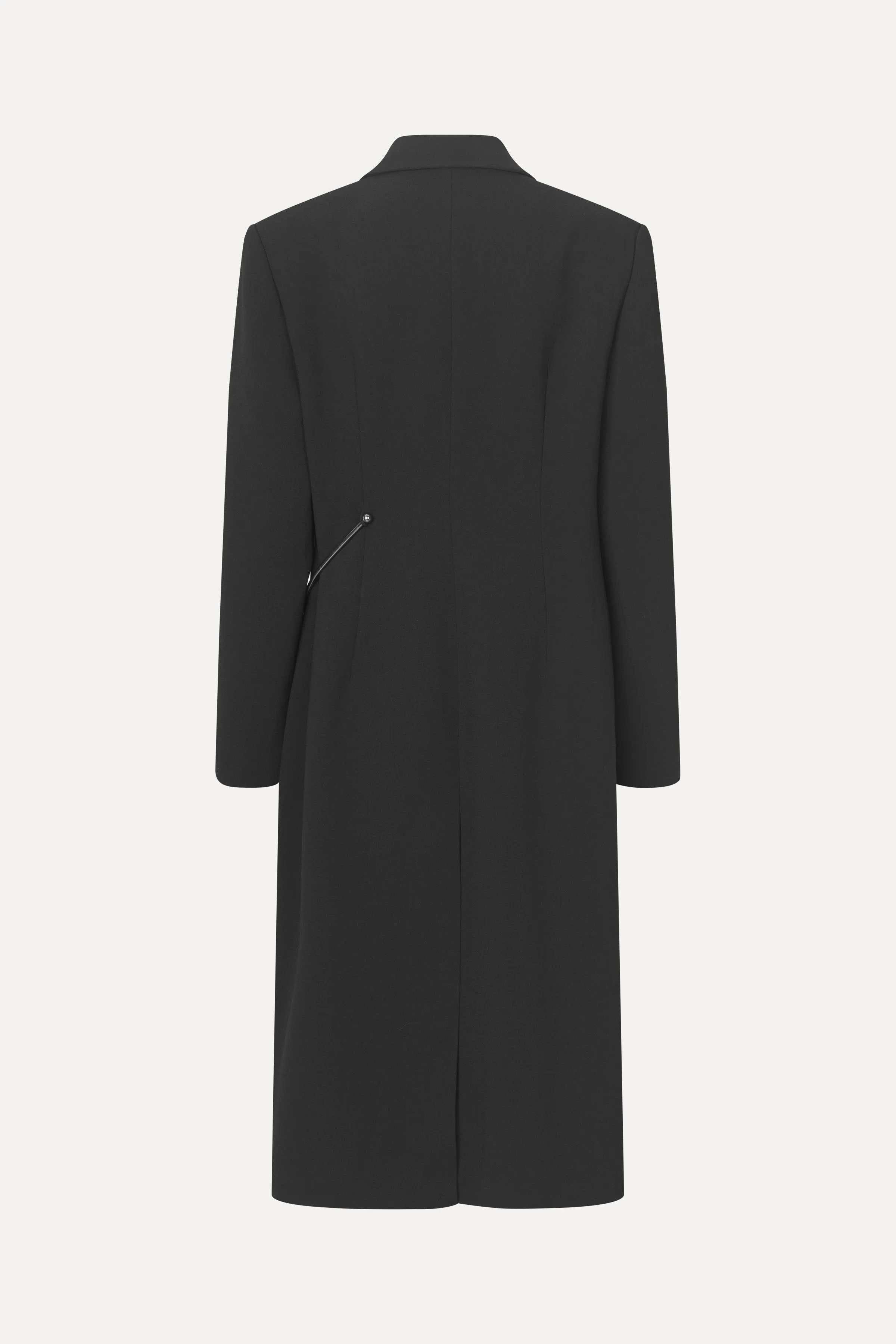Straight Long Sleeve Coat - Black