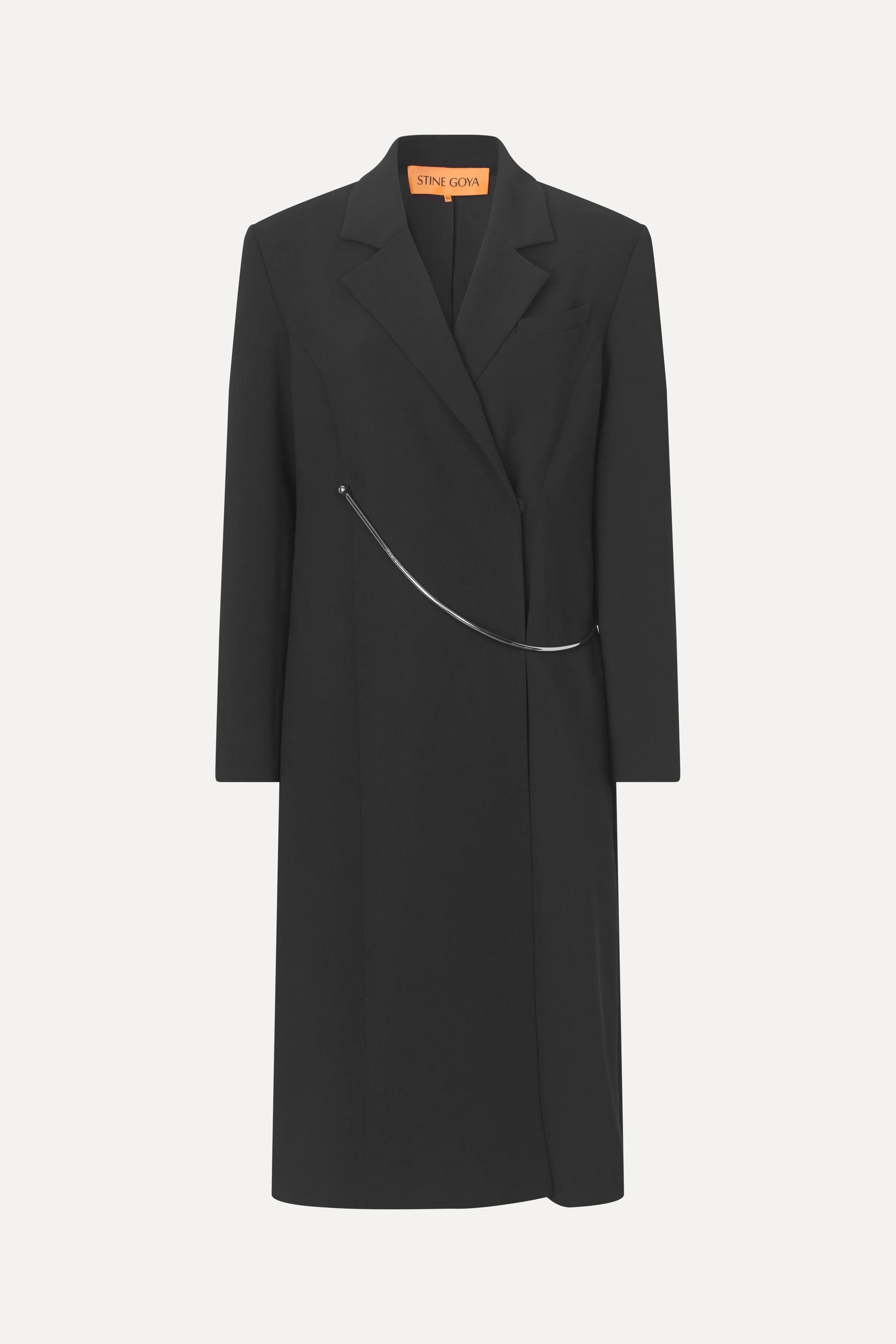 Straight Long Sleeve Coat - Black