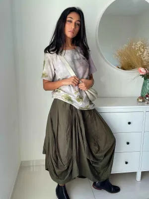 Sustainable Cotton Draped Skirt Hand Dyed