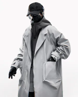 Techwear Fake Two-Piece Detachable Collar Hooded Coat