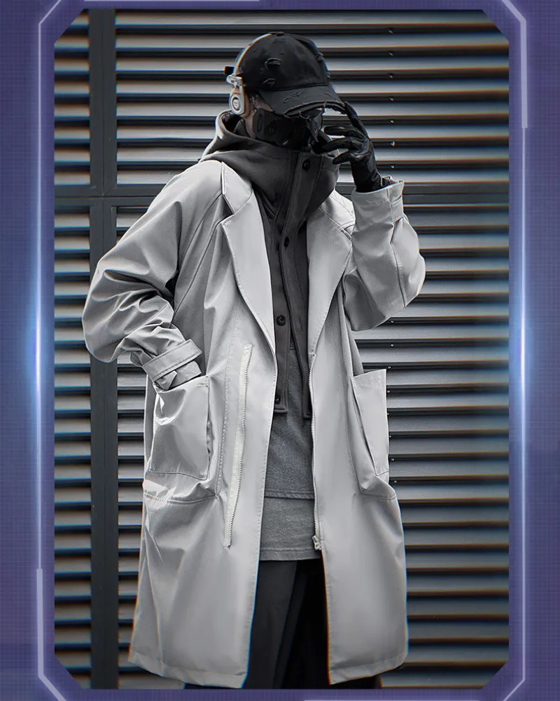 Techwear Fake Two-Piece Detachable Collar Hooded Coat