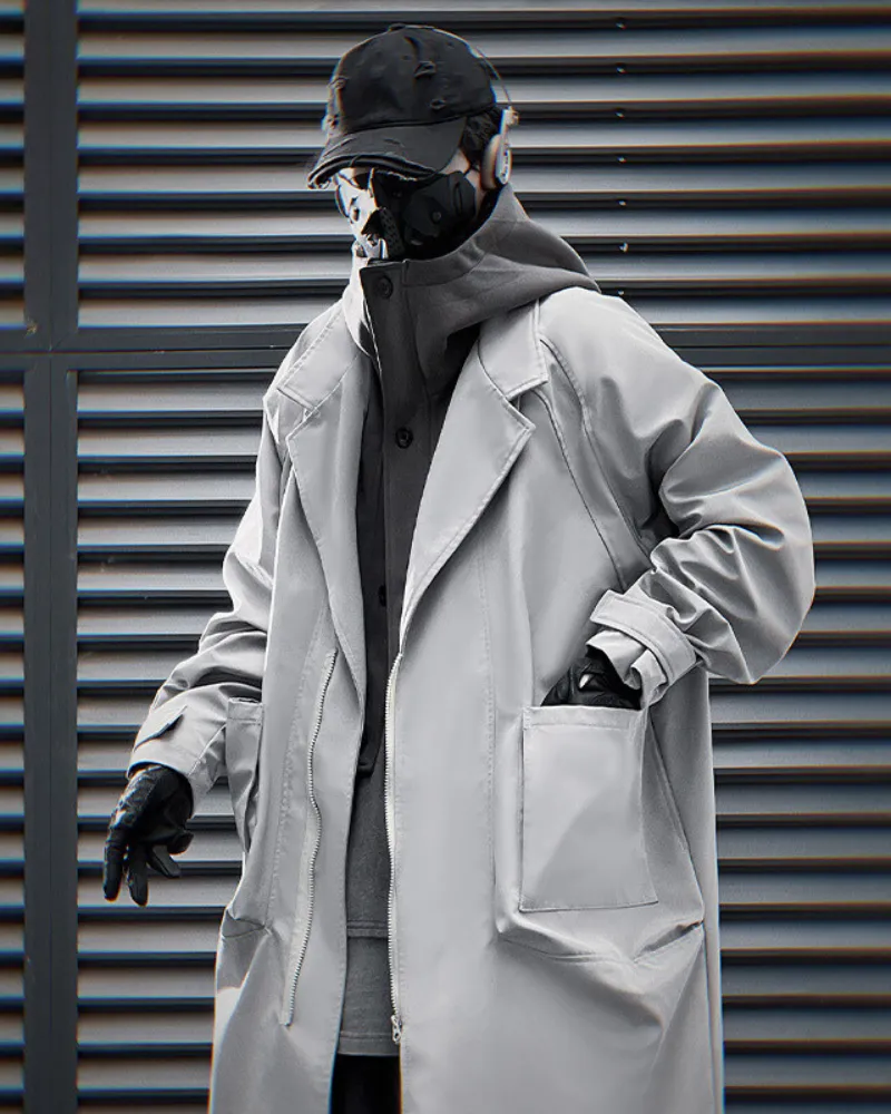 Techwear Fake Two-Piece Detachable Collar Hooded Coat