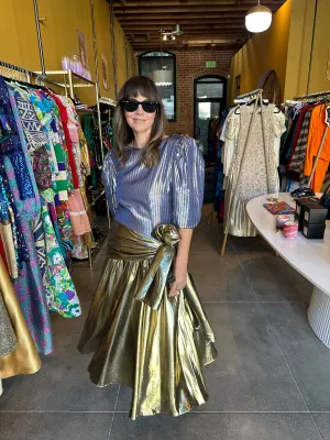 Vintage Gold Lamé Wrap Dress