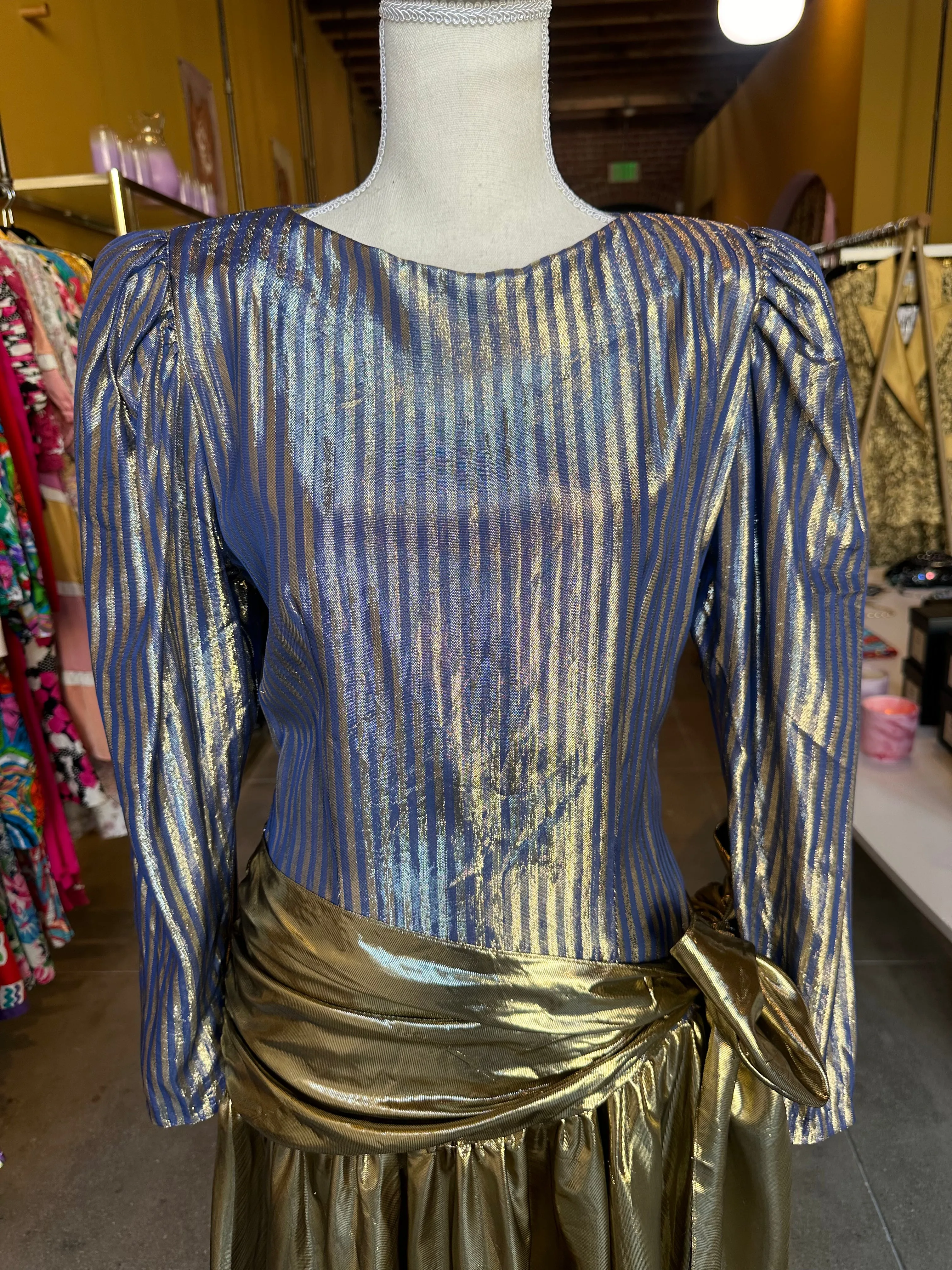 Vintage Gold Lamé Wrap Dress