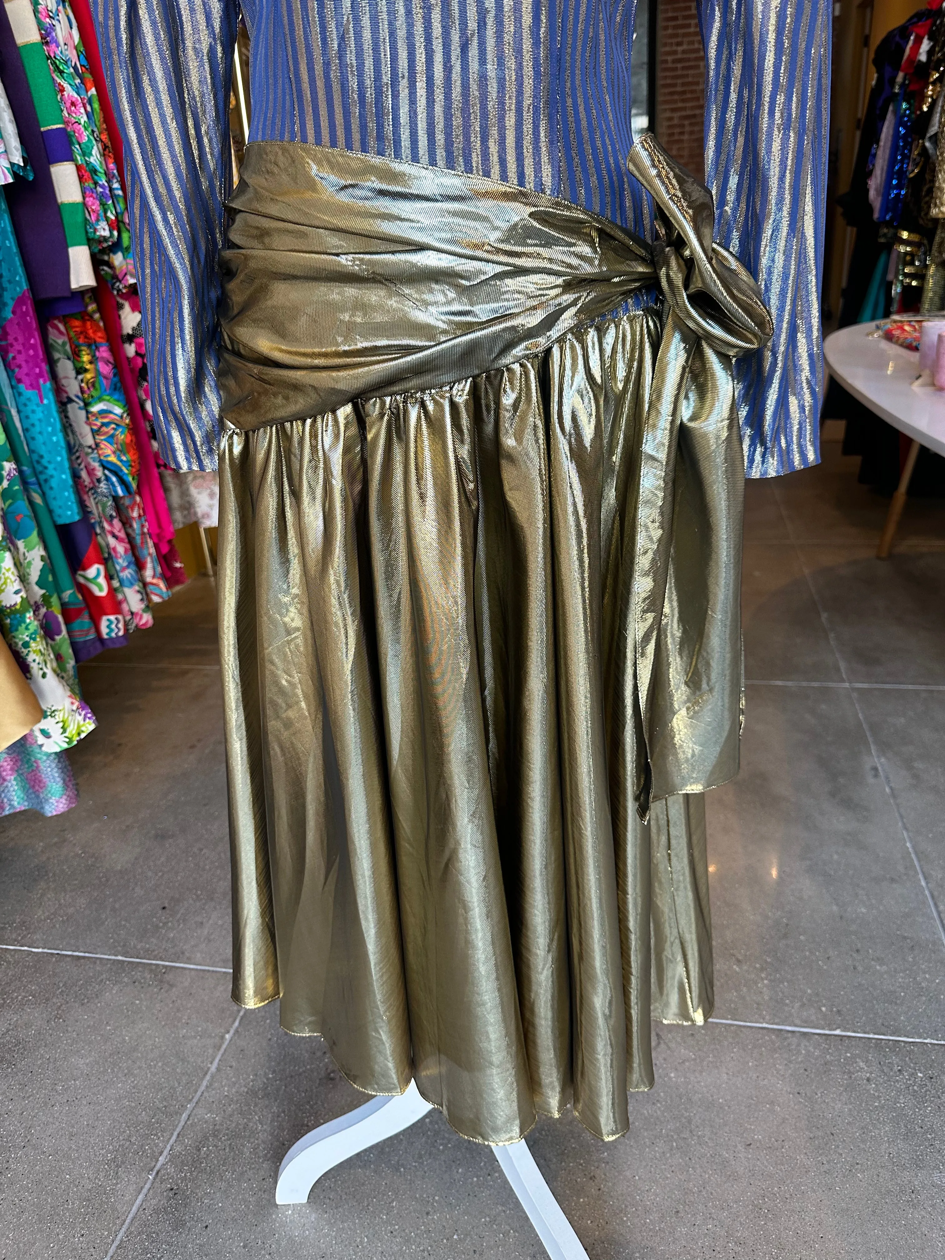 Vintage Gold Lamé Wrap Dress