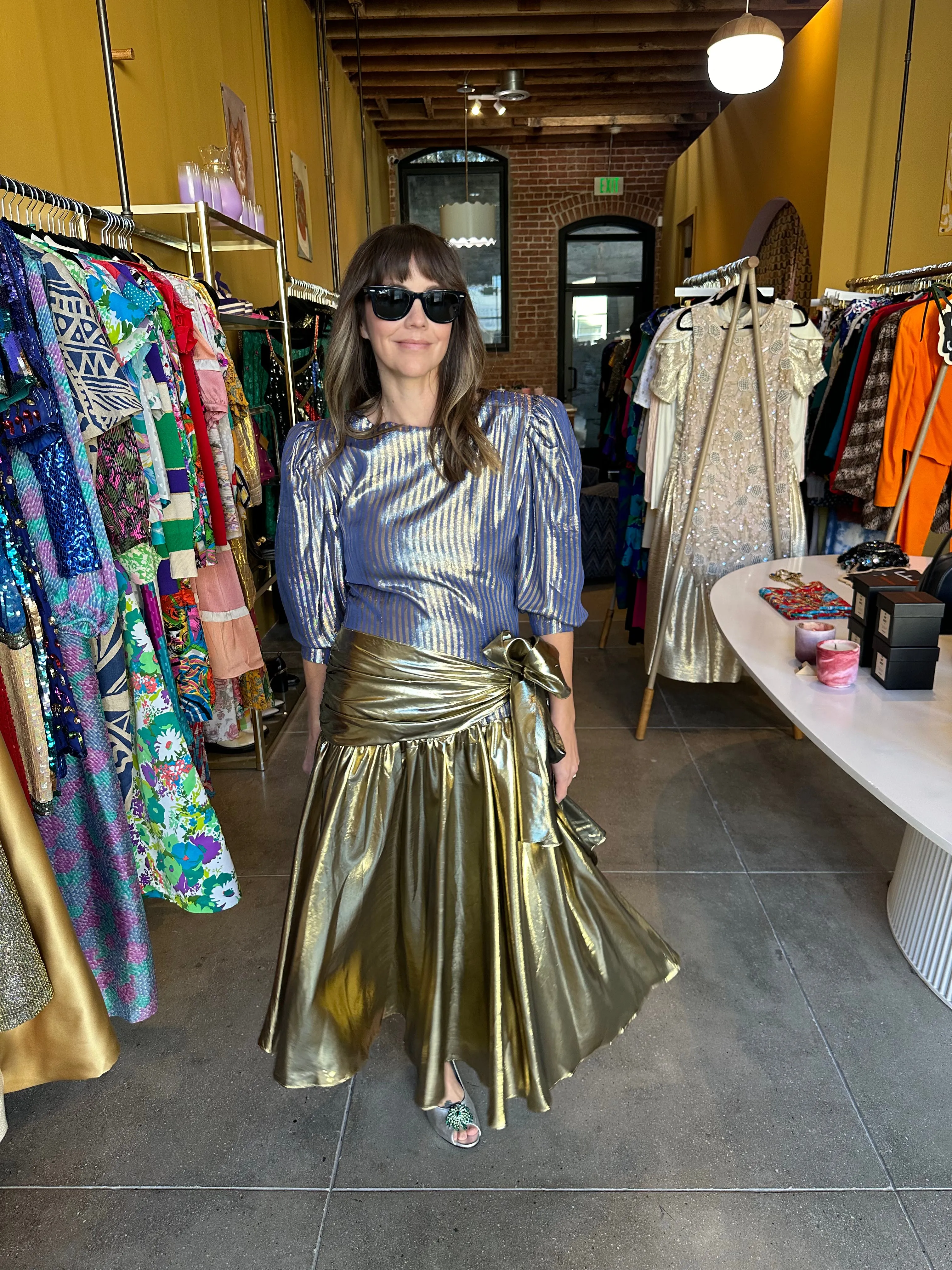 Vintage Gold Lamé Wrap Dress