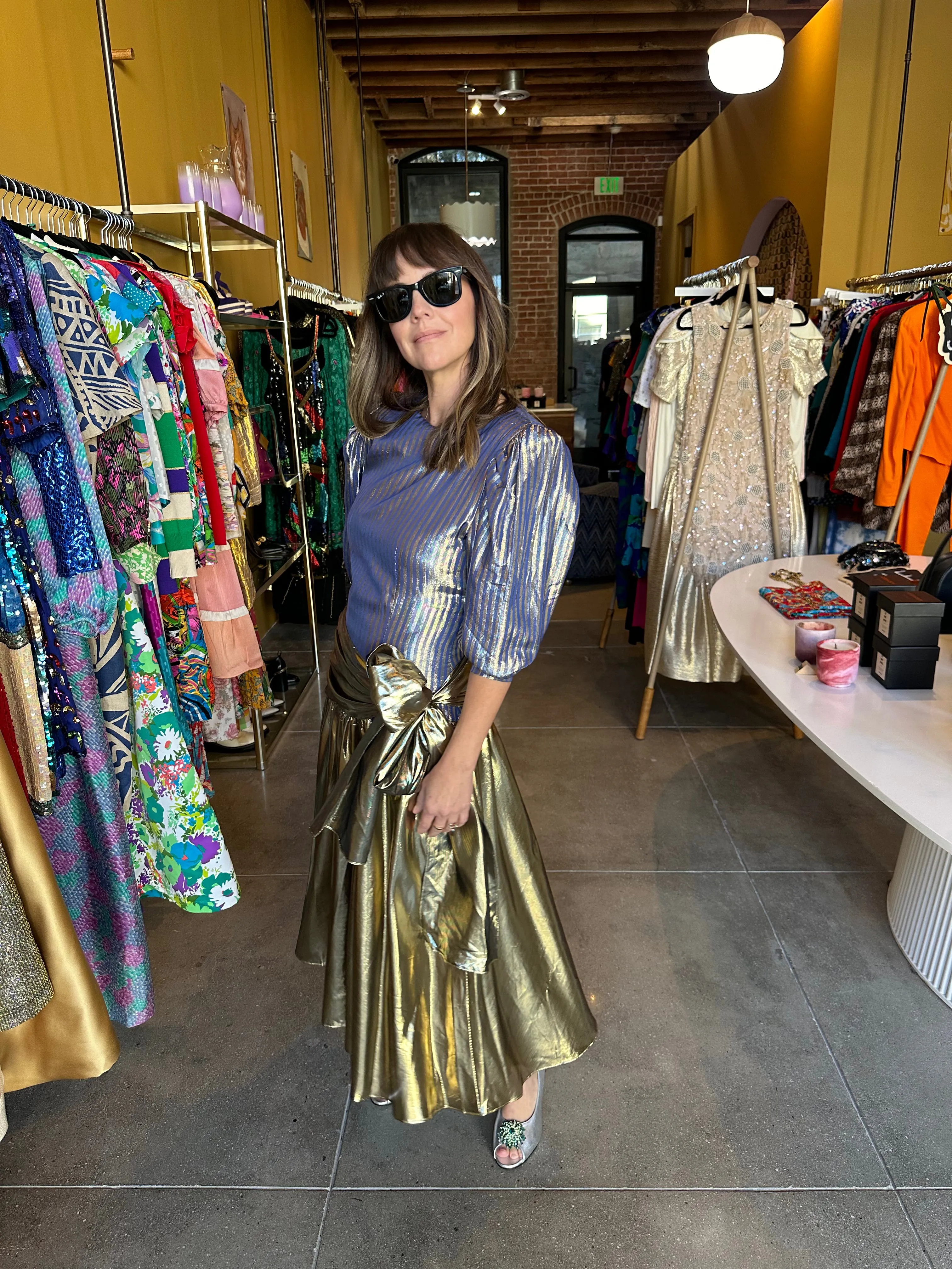 Vintage Gold Lamé Wrap Dress