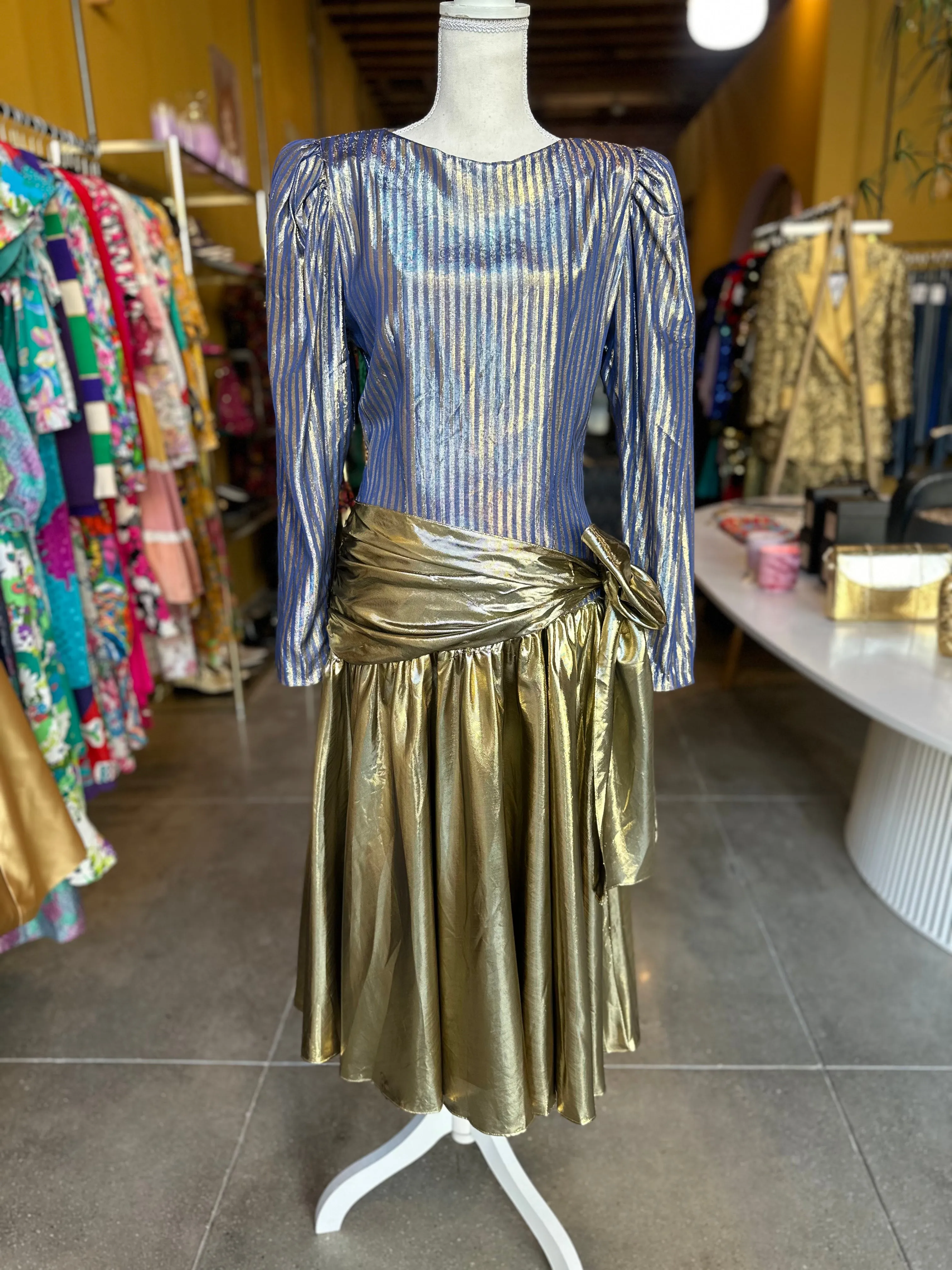 Vintage Gold Lamé Wrap Dress