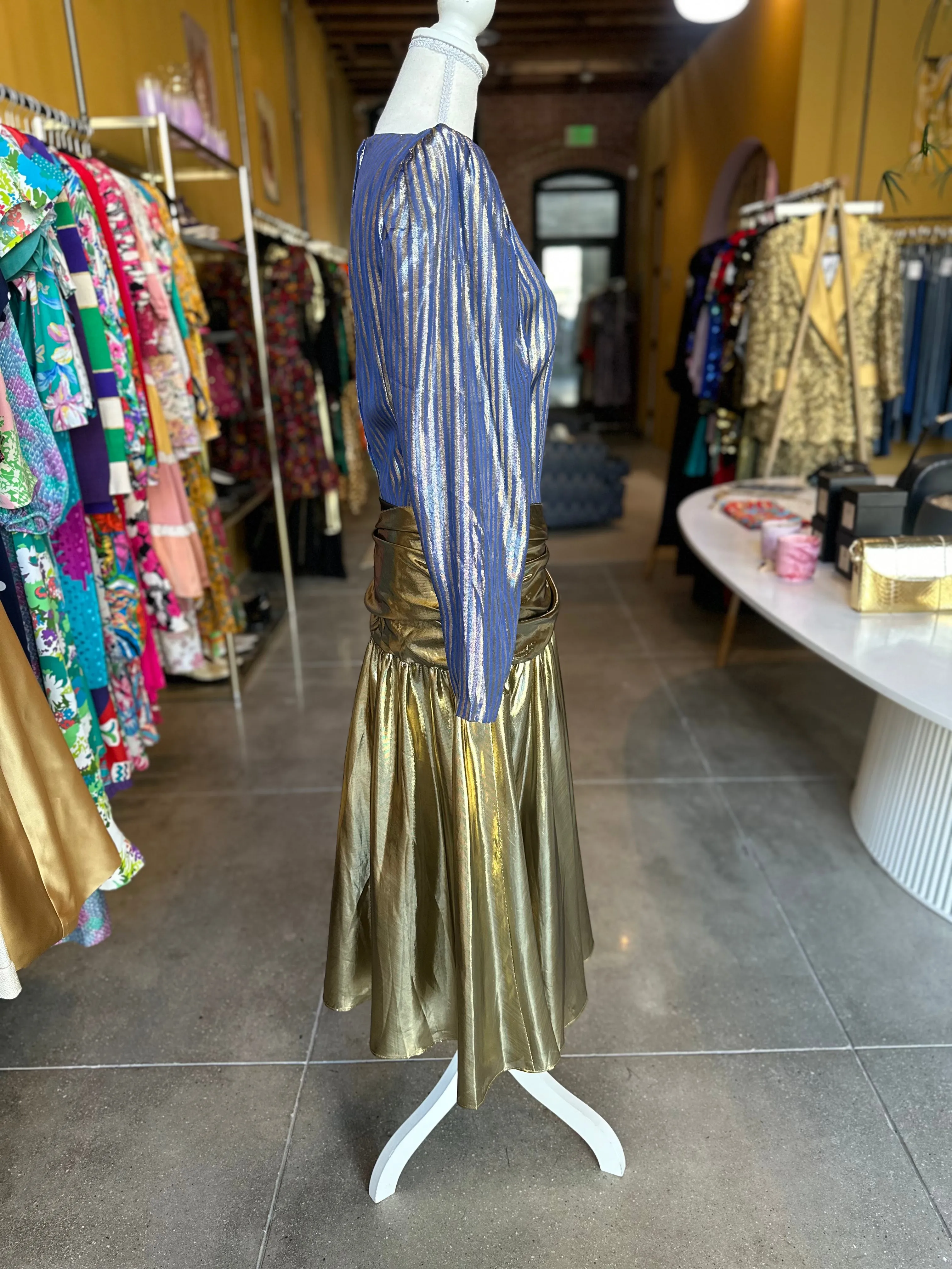 Vintage Gold Lamé Wrap Dress