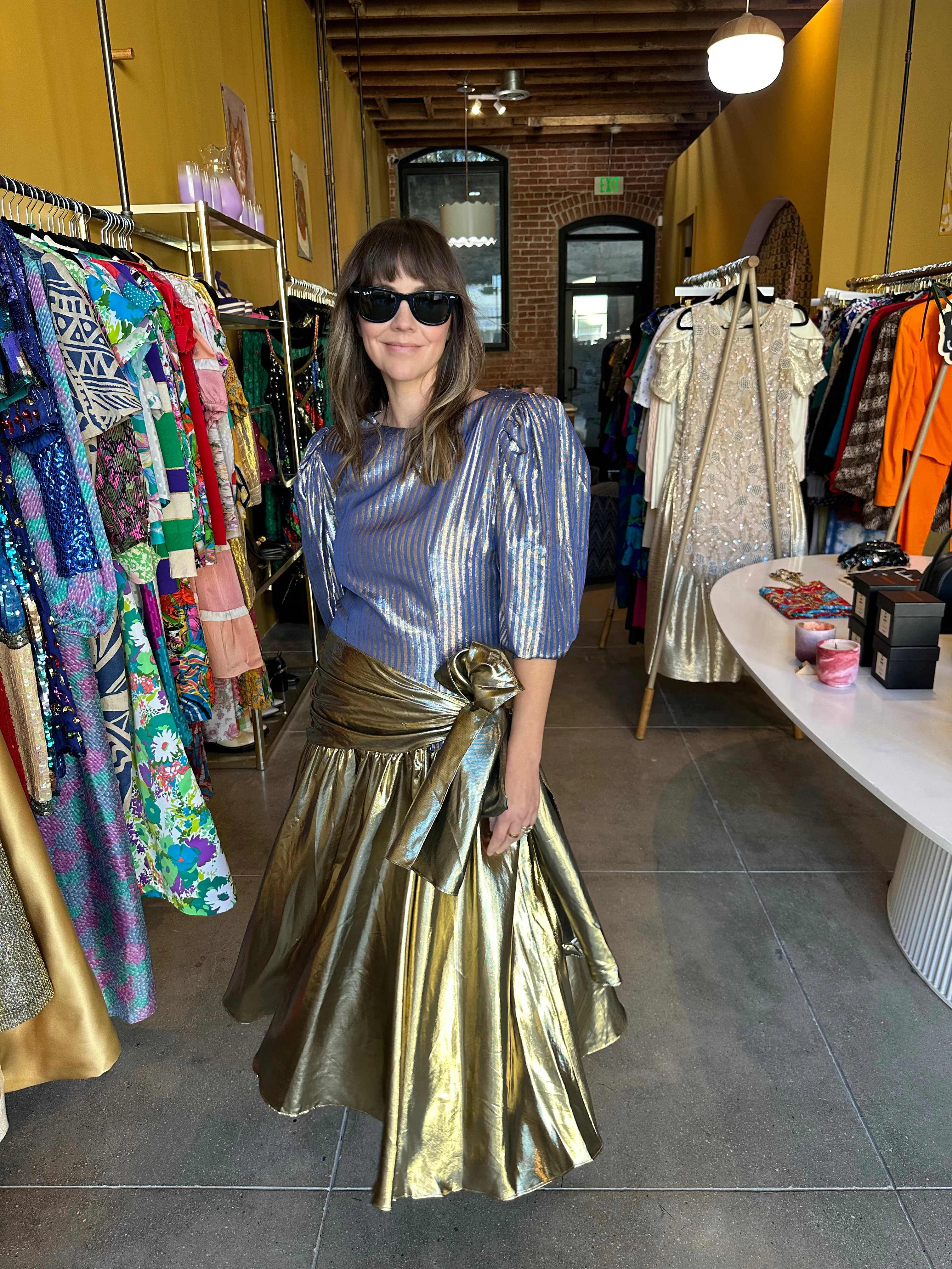 Vintage Gold Lamé Wrap Dress