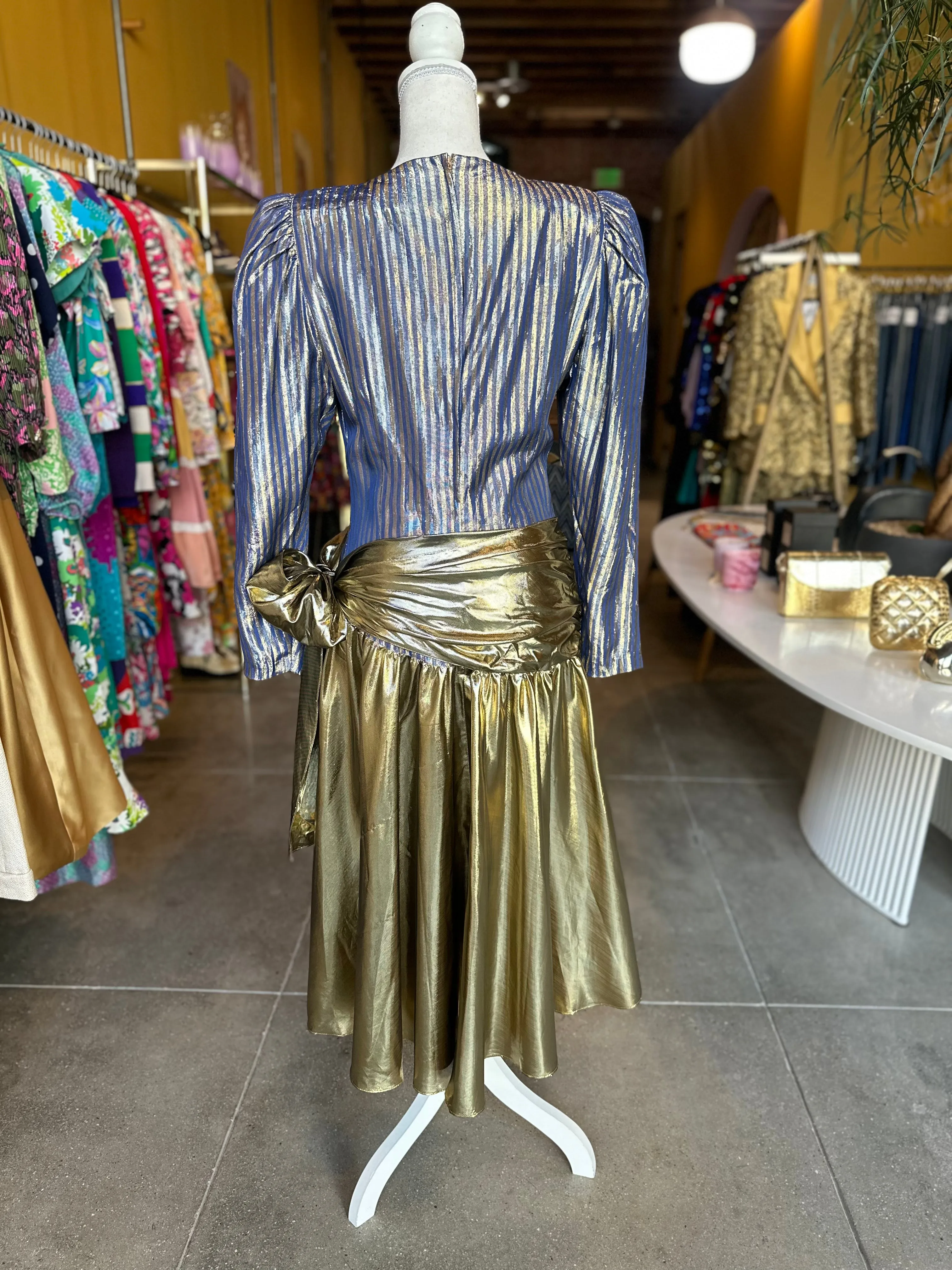 Vintage Gold Lamé Wrap Dress