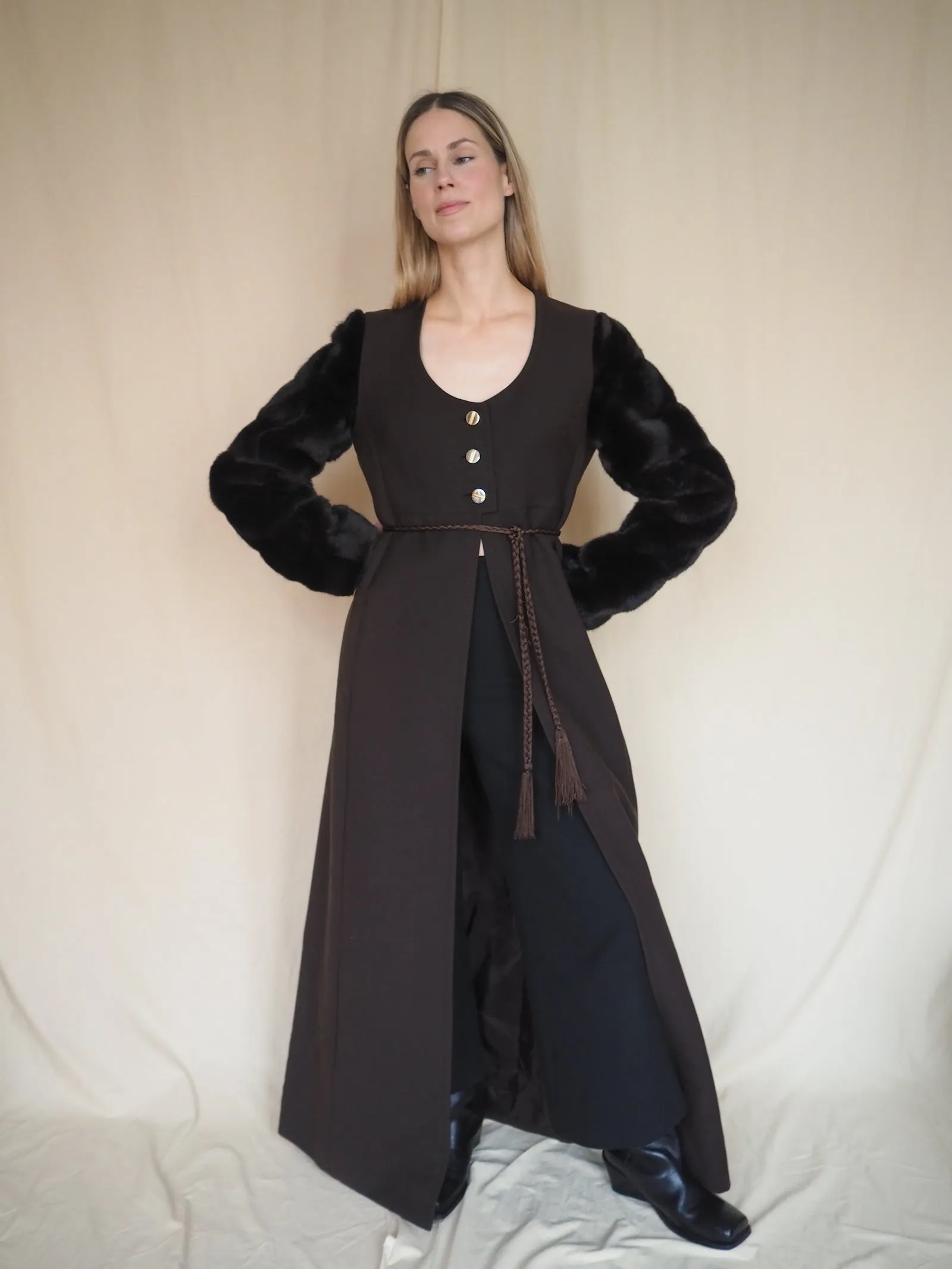 Vintage Wool & Faux Fur Coat