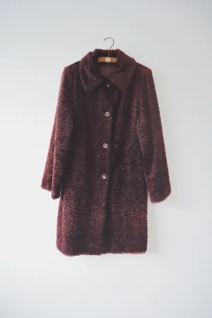 Wavy Textured Teddy Coat, Burgundy