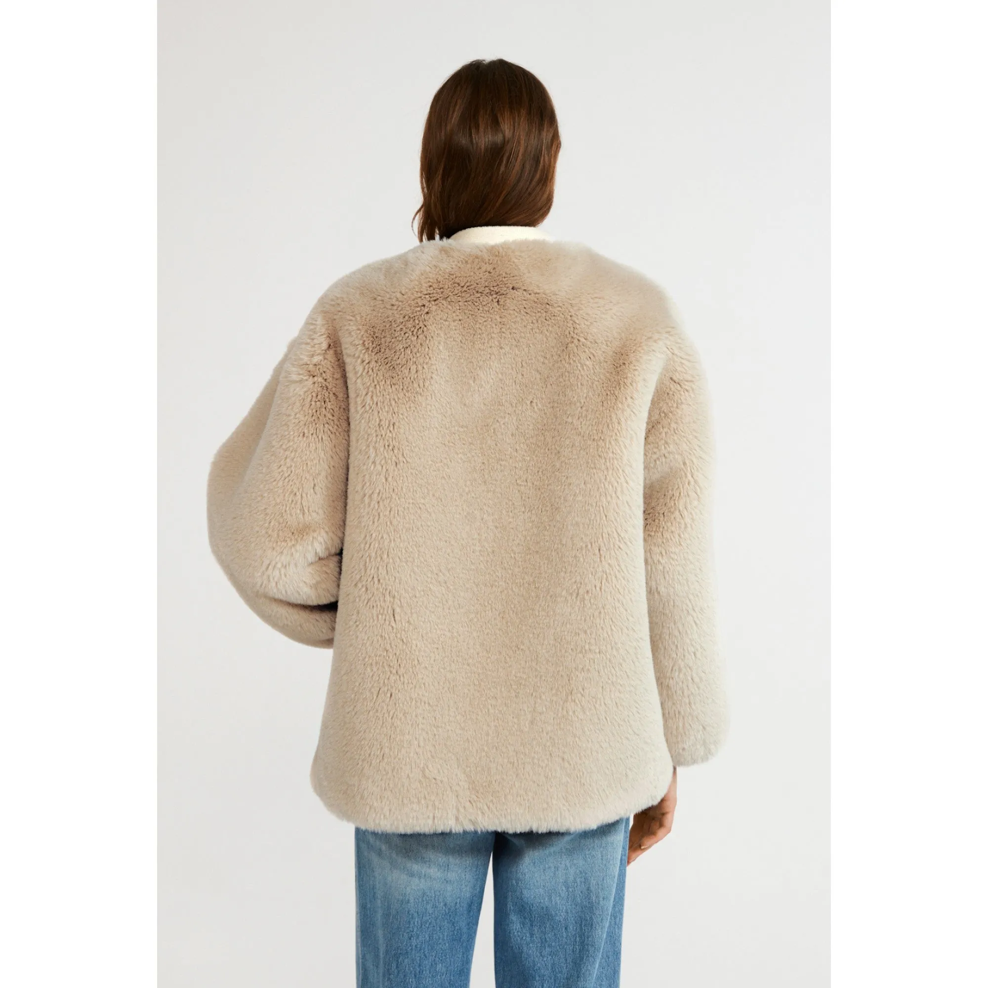 Women Short Coat - Beige Marble
