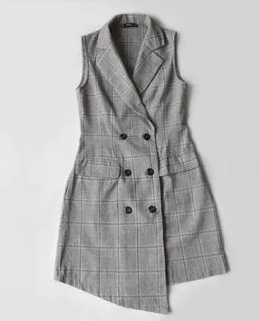Women's Summer/Autumn Plaid V-Neck Wrap Dress