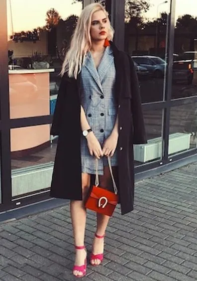 Women's Summer/Autumn Plaid V-Neck Wrap Dress