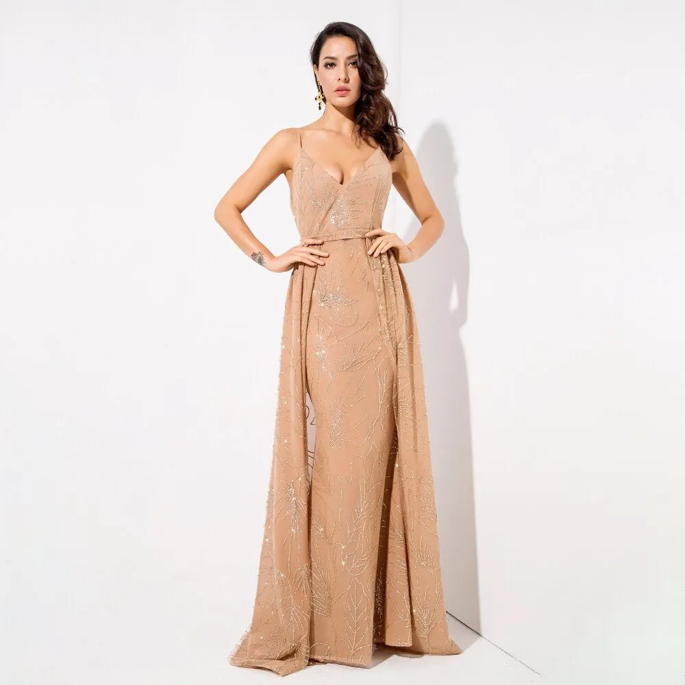 Women's V-Neck Long Sleeveless Dress