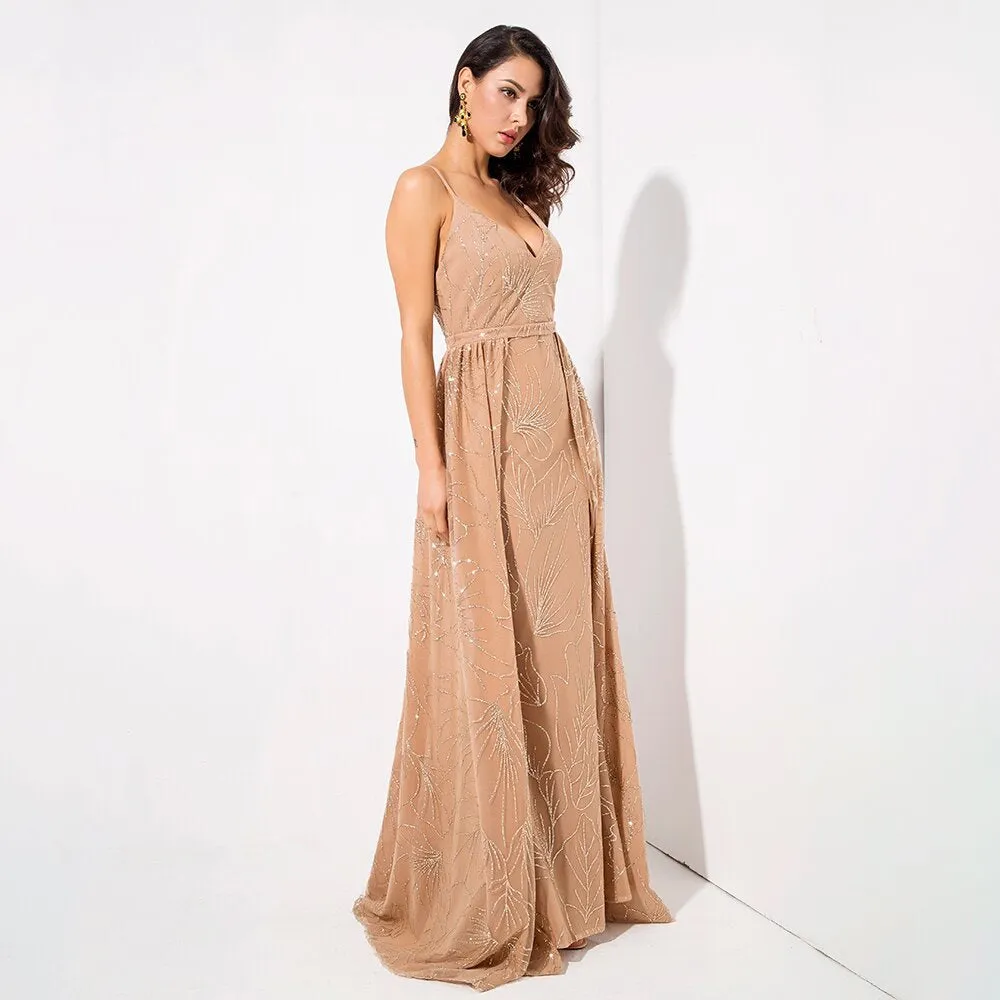 Women's V-Neck Long Sleeveless Dress