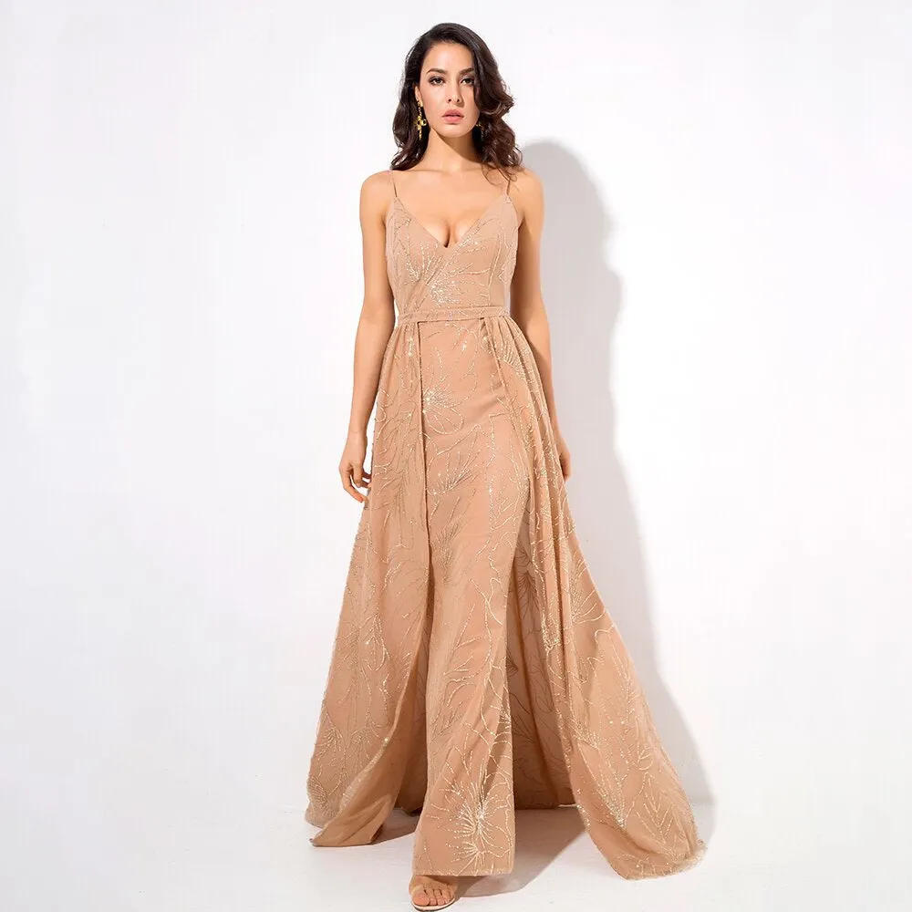 Women's V-Neck Long Sleeveless Dress