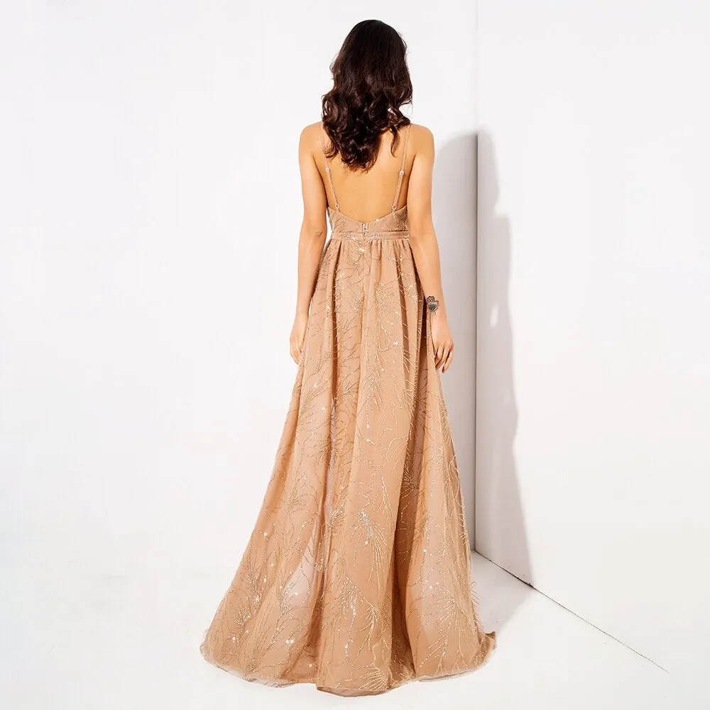 Women's V-Neck Long Sleeveless Dress