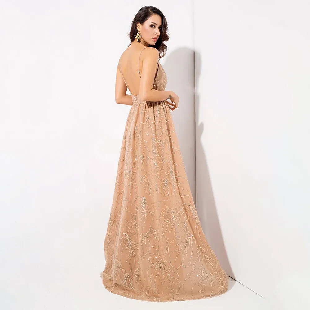 Women's V-Neck Long Sleeveless Dress