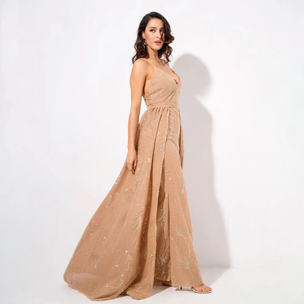 Women's V-Neck Long Sleeveless Dress