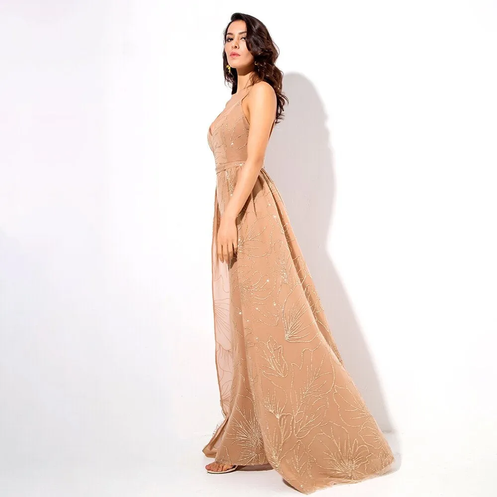 Women's V-Neck Long Sleeveless Dress