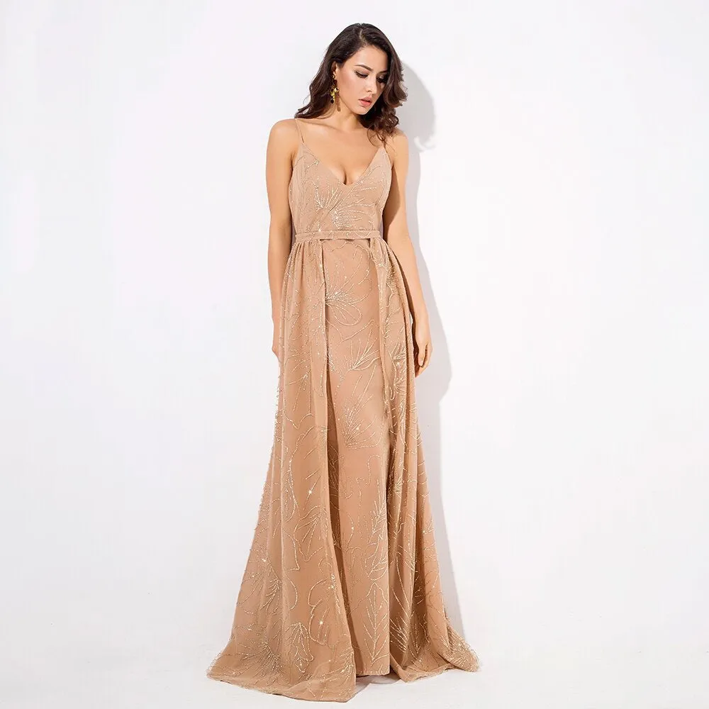 Women's V-Neck Long Sleeveless Dress
