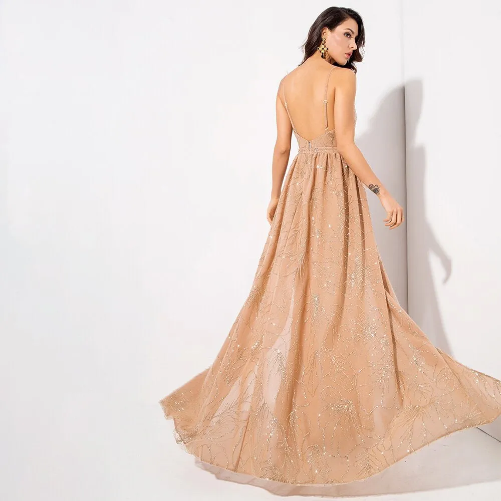 Women's V-Neck Long Sleeveless Dress