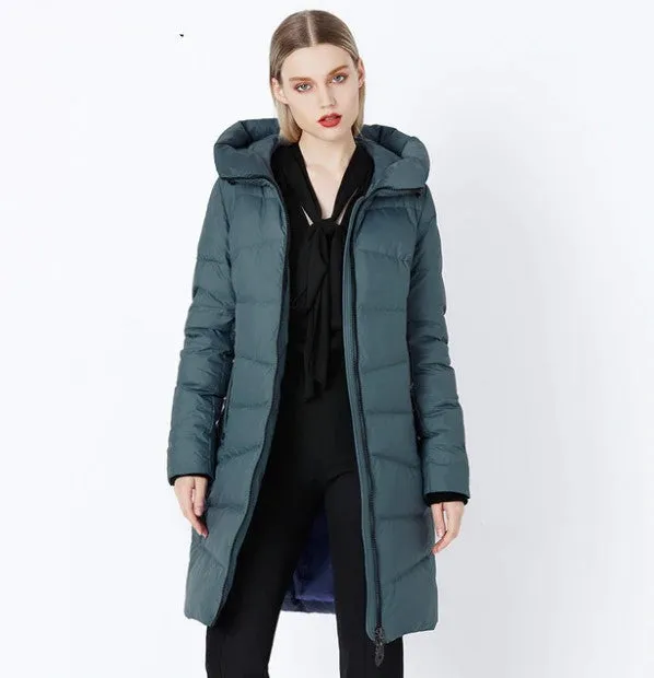 Women's Winter Comfortable Bio-Fluff Long Down Coat With Hood